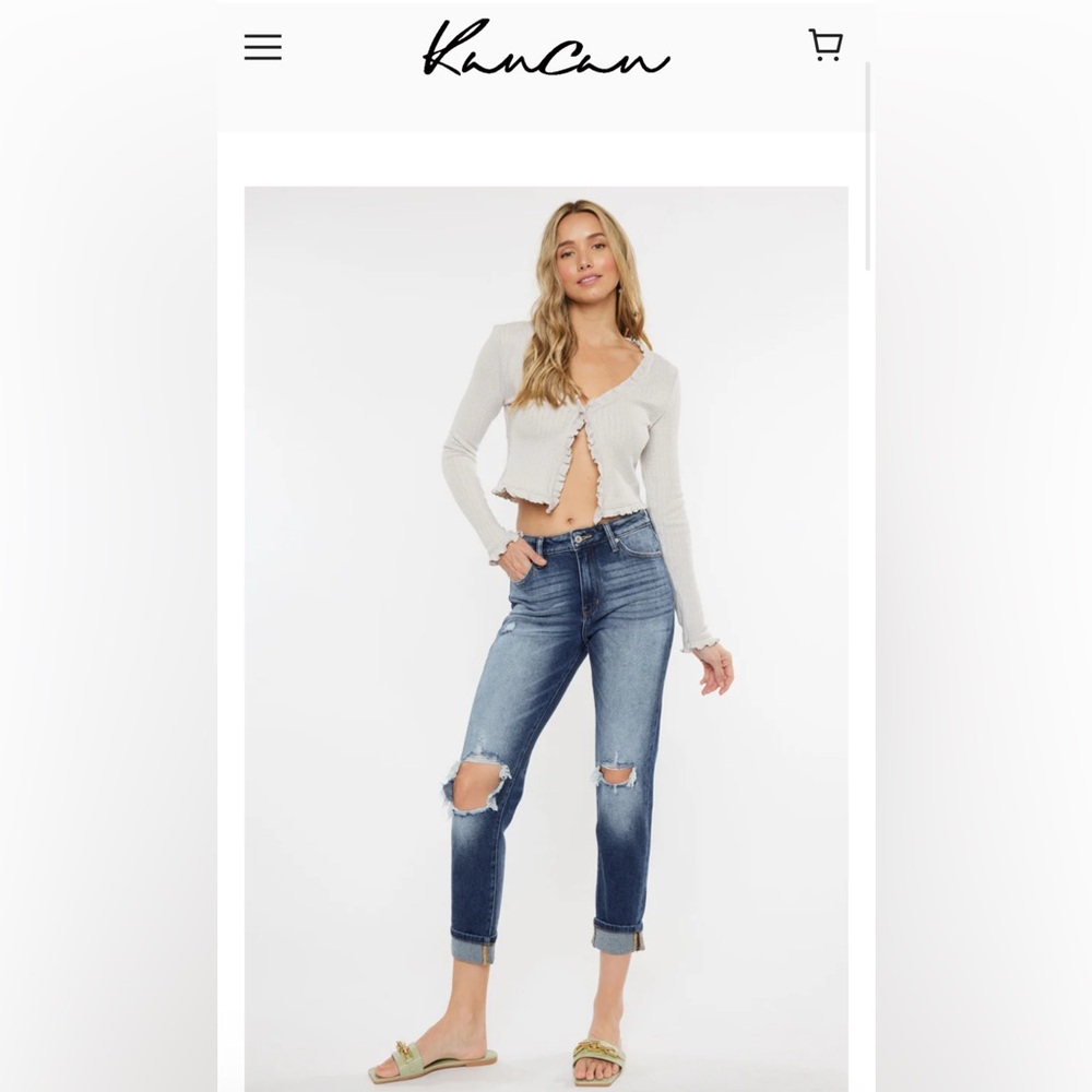 KanCan Milan High Rise Mom Jeans, Dark Wash, 5/26